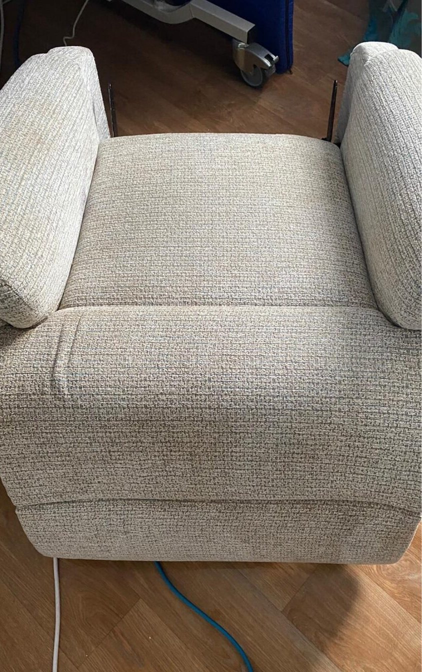 Fabric armchair, heavy soiling after cleaning