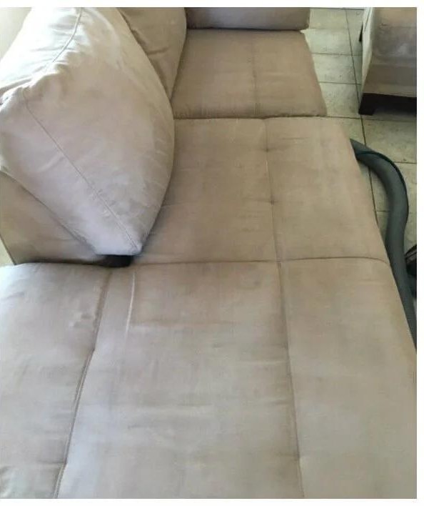 Corner sofa, family home after cleaning